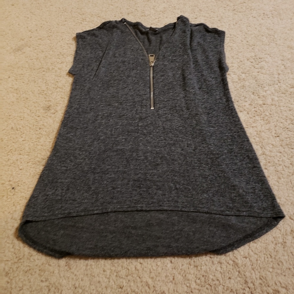 Gray Tunic Top with Zipper